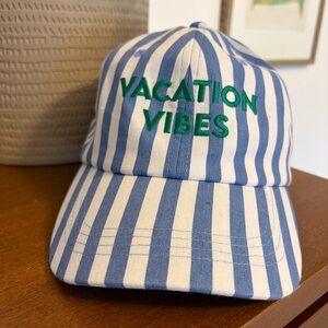 Old Navy “Vacation Vibes” NWOT Striped Blue and White Baseball Hat